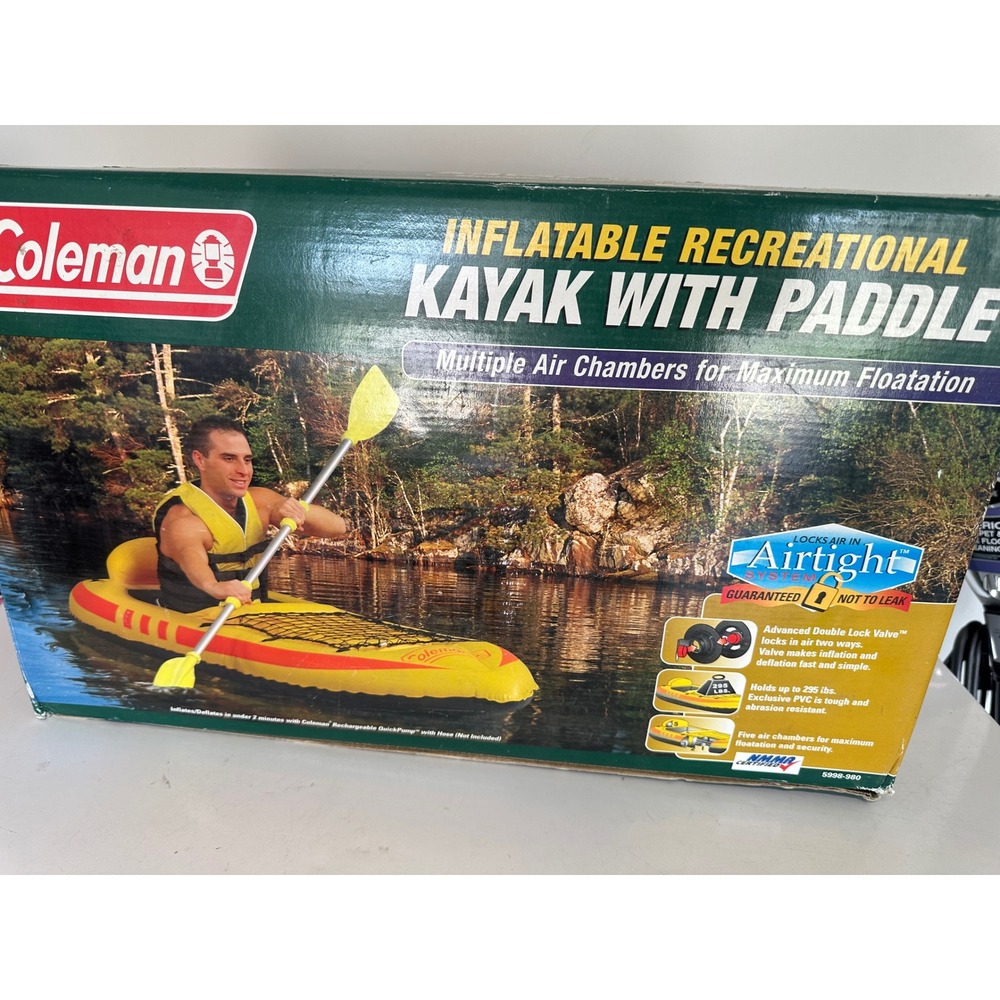 Coleman Inflatable Recreational Kayak with 86in Aluminum Paddle 5998-980 Yellow
